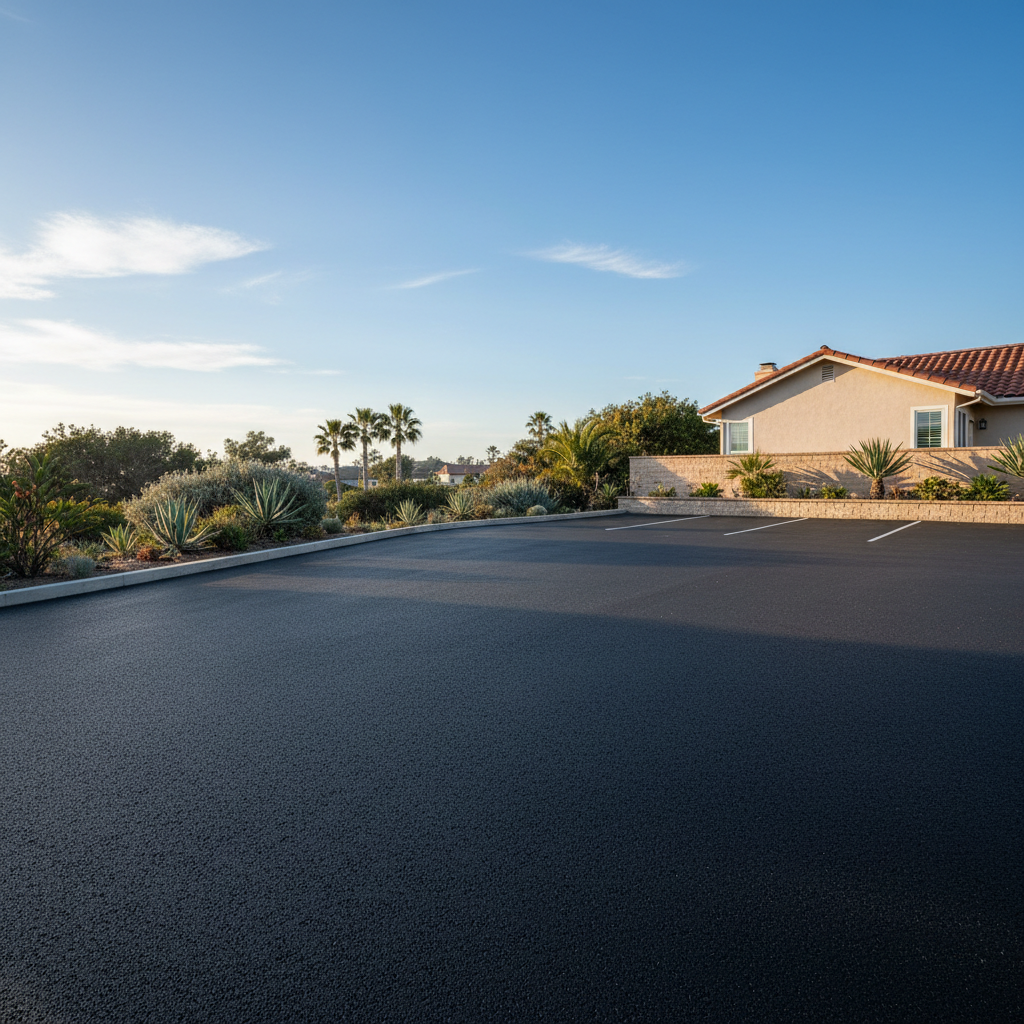 Completed parking lot paving work at a residential property in Laguna Beach, CA