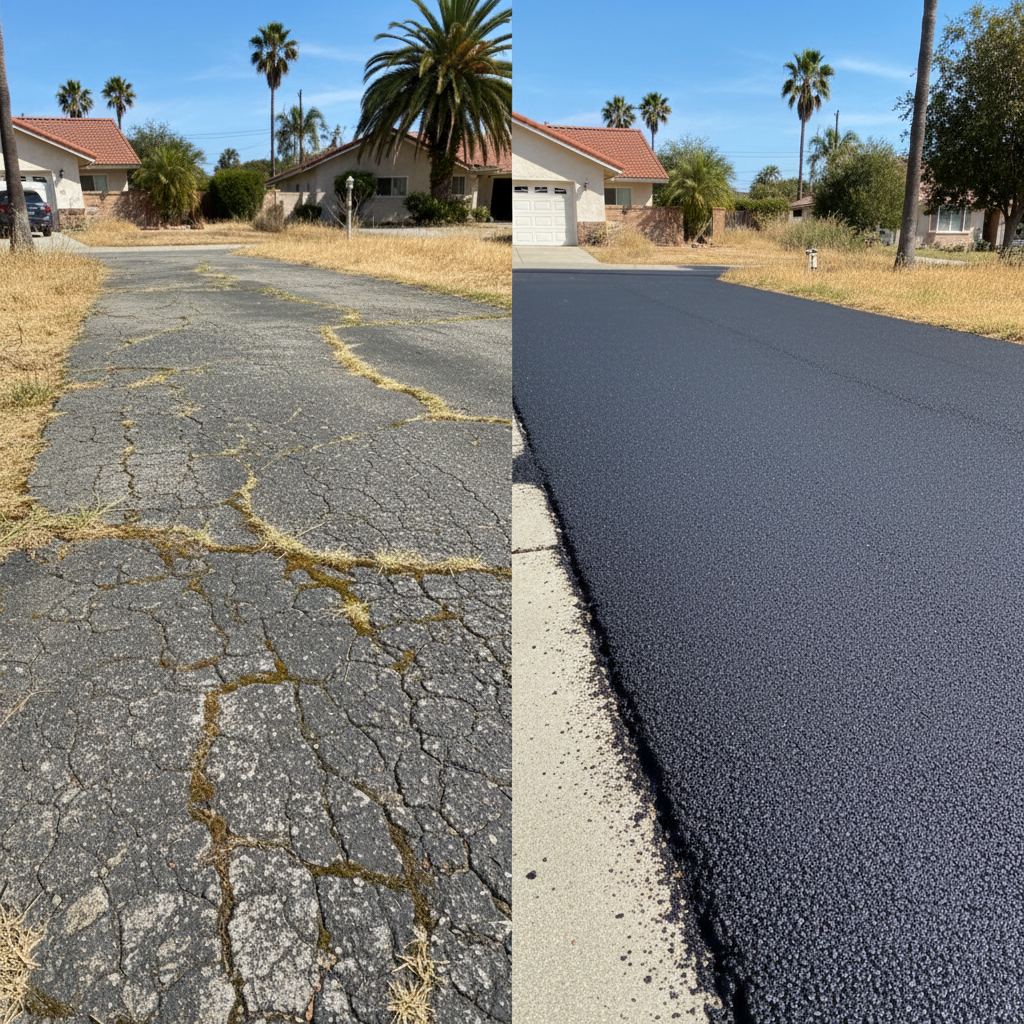 Completed asphalt patching work at a residential property in Inglewood, CA