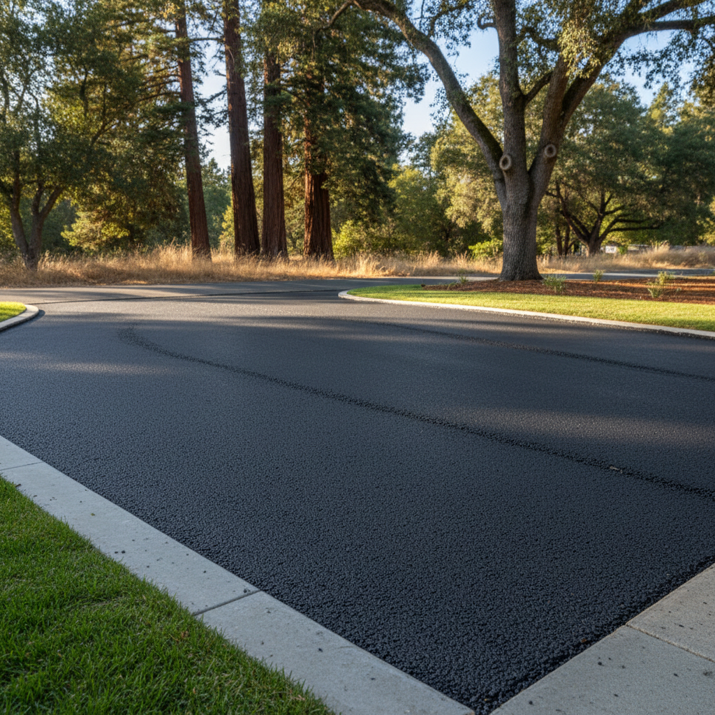 Completed residential asphalt work at a residential property in Palo Alto, CA