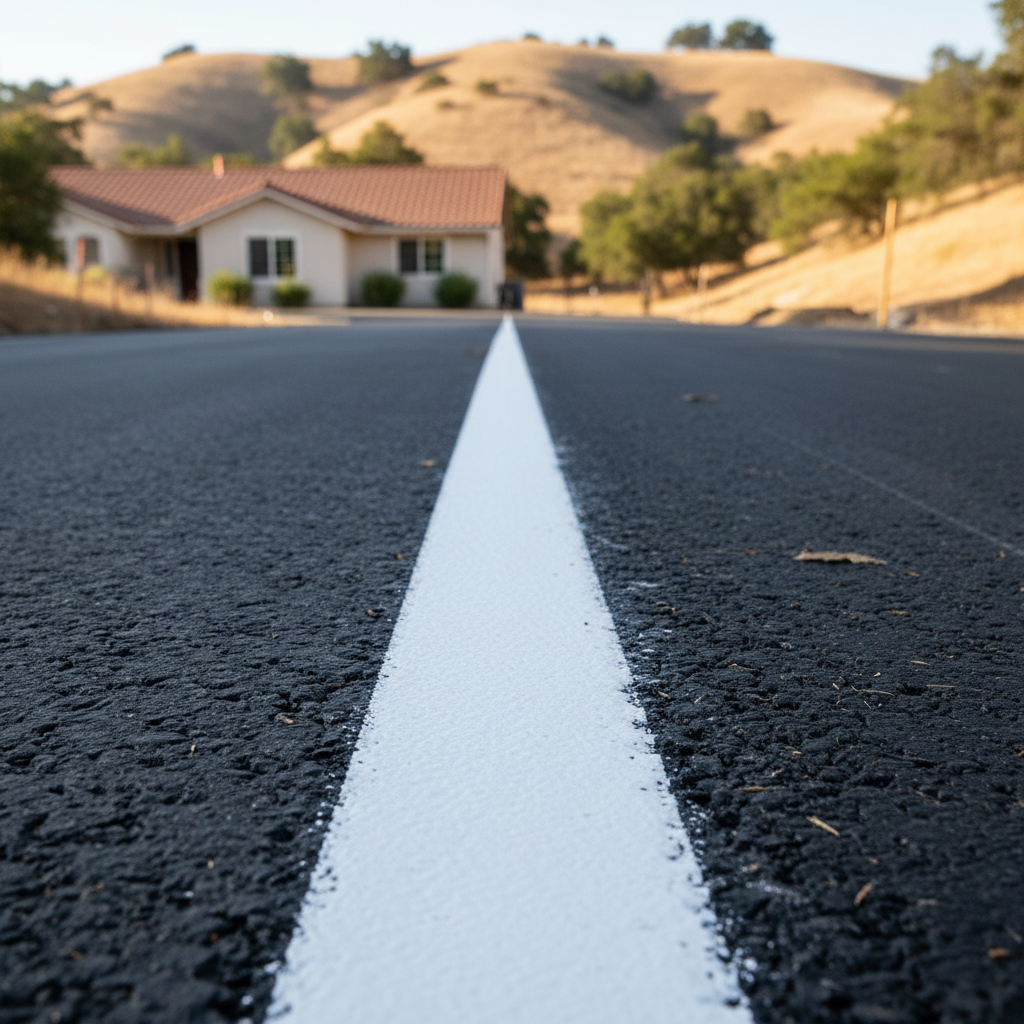 Completed asphalt striping work at a residential property in Los Altos, CA