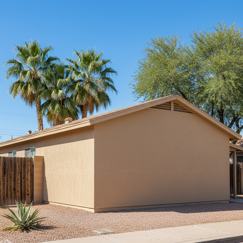 Completed stucco installation work at a residential property in Tempe, AZ