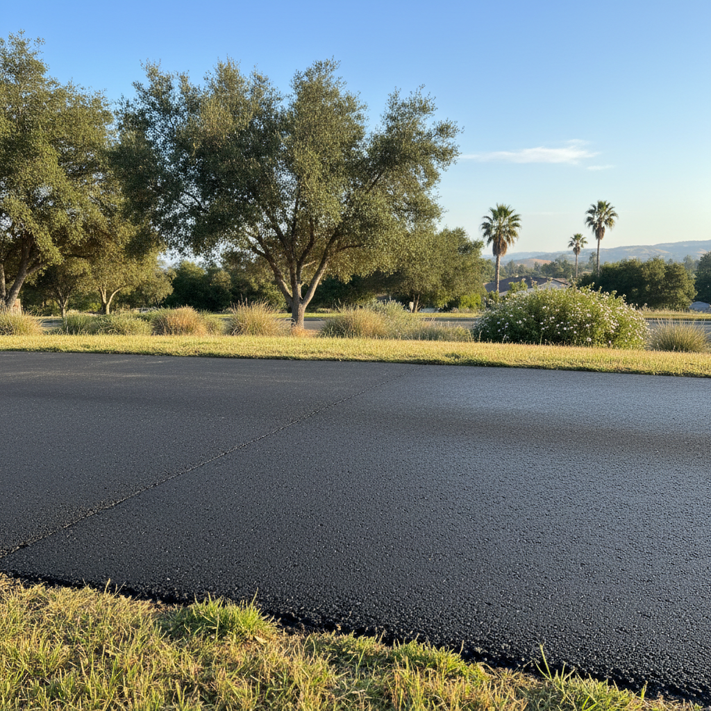 Completed asphalt repair work at a residential property in San Jose, CA