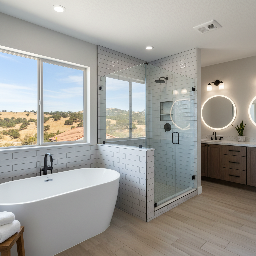 Completed bathtub and shower installation work at a residential property in Santa Clarita, CA
