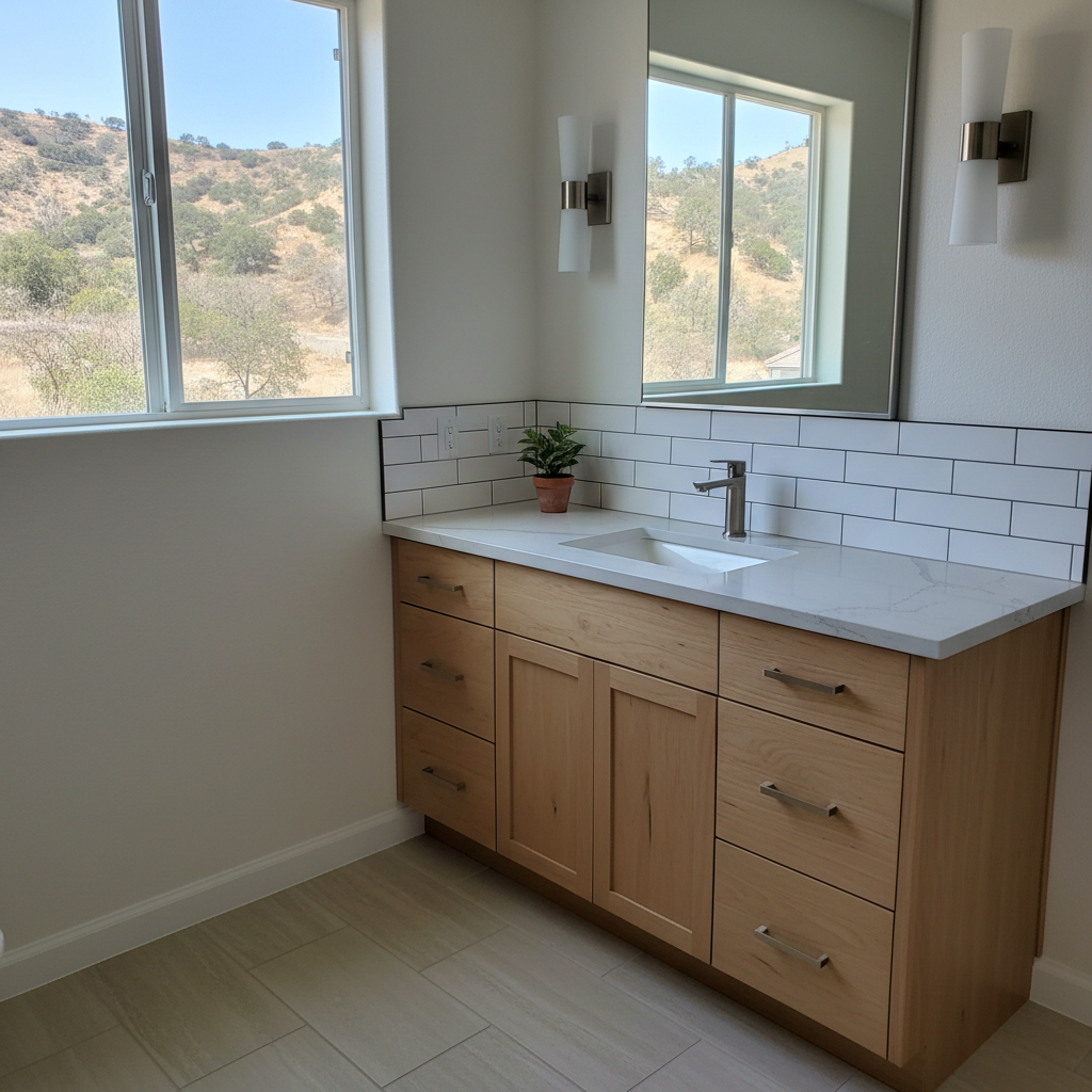 Completed vanity and sink installation work at a residential property in Stevenson Ranch, CA