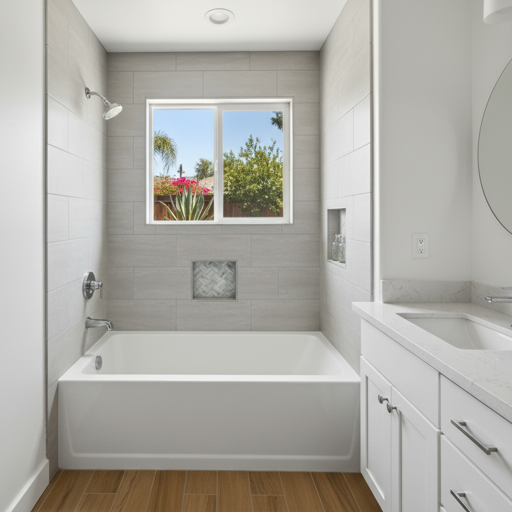 Completed bathtub replacement work at a residential property in Cerritos, CA
