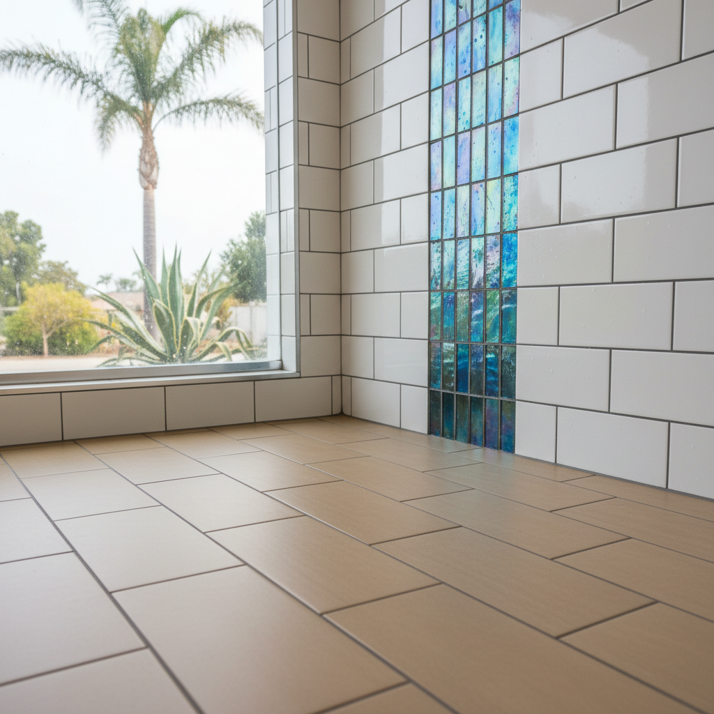 Completed tile and flooring installation work at a residential property in Fountain Valley, CA