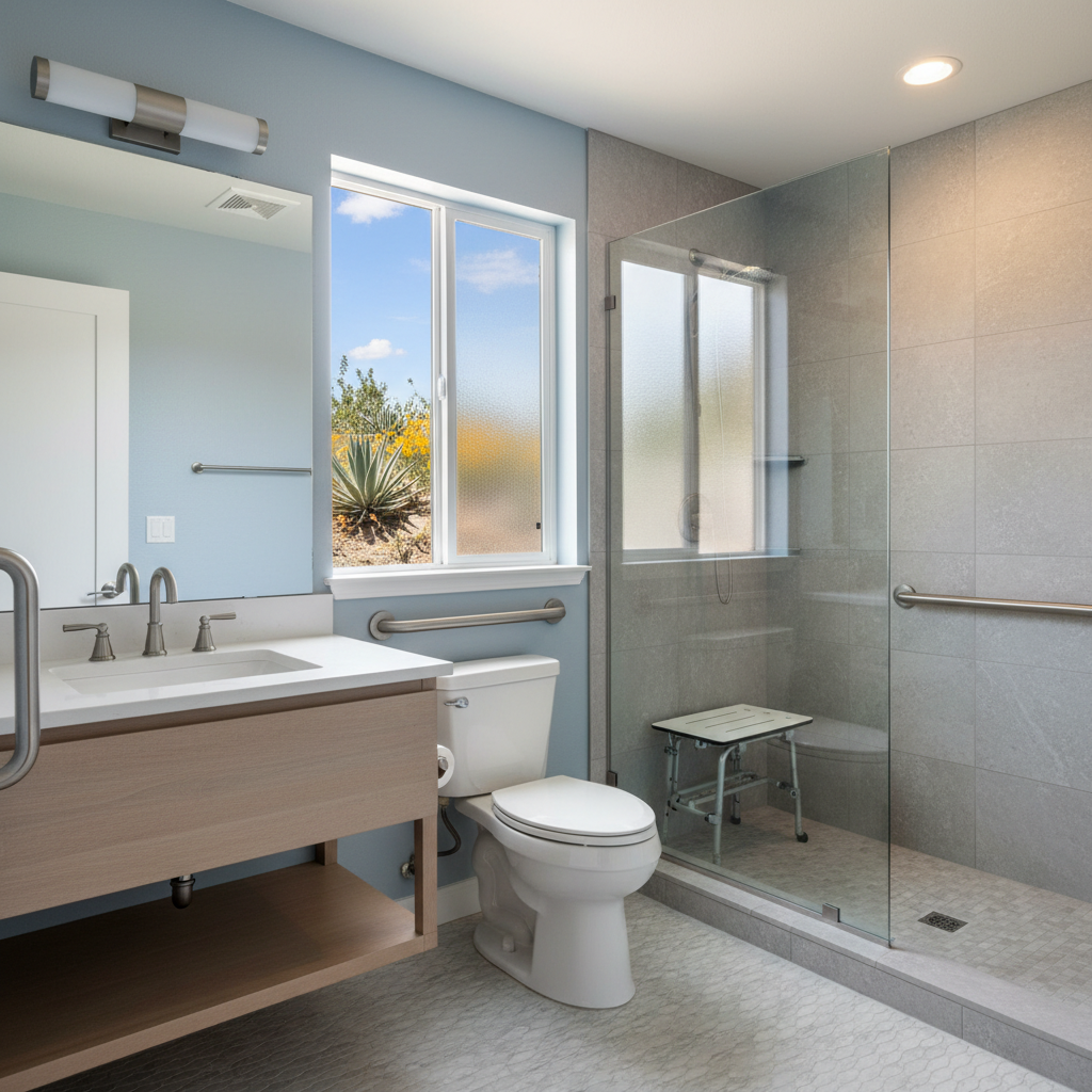 Completed handicap accessible bathrooms work at a residential property in Camarillo, CA