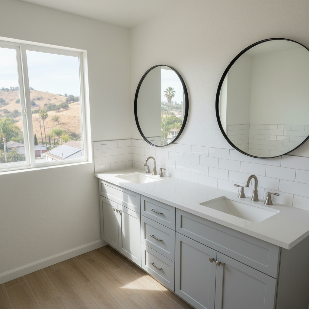 Completed vanity and sink installation work at a residential property in Downey, CA