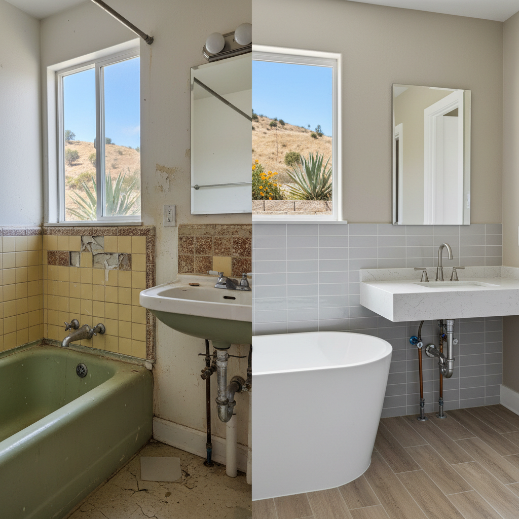 Completed plumbing work work at a residential property in Fountain Valley, CA