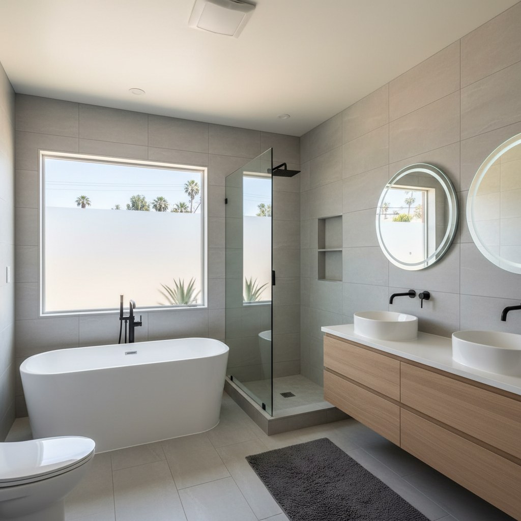 Completed bathroom modernization work at a residential property in Huntington Park, CA