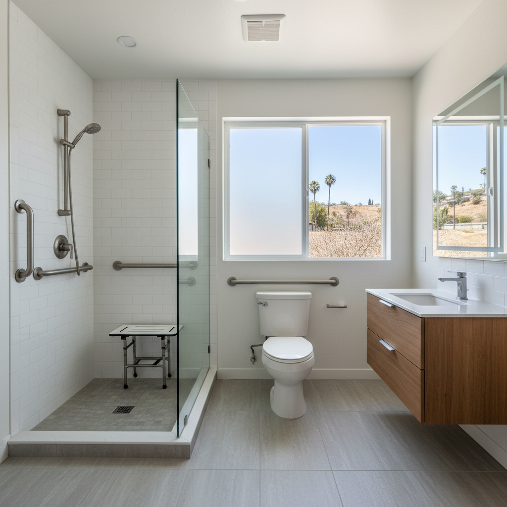 Completed handicap accessible bathrooms work at a residential property in La Mirada, CA