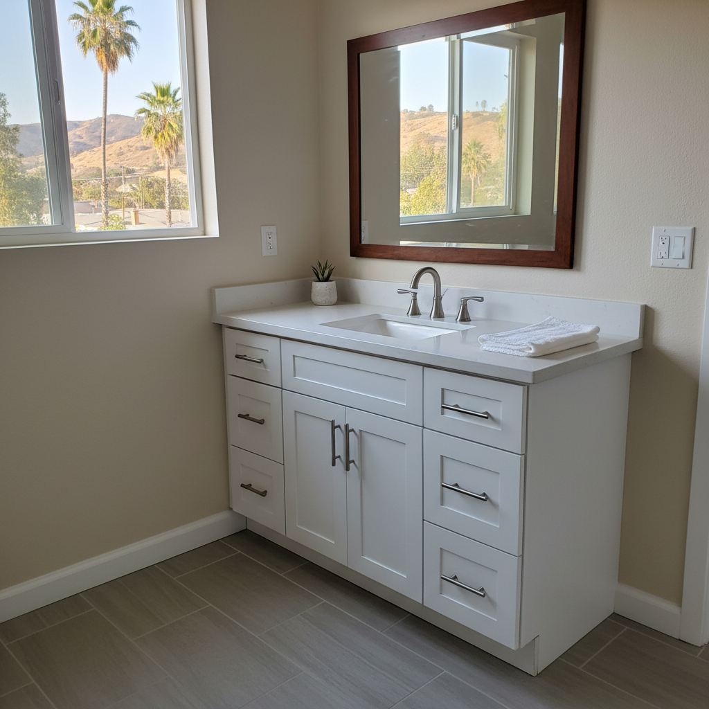 Completed vanity and sink installation work at a residential property in Inglewood, CA
