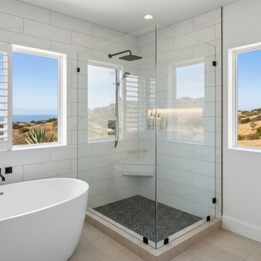 Completed shower replacement work at a residential property in Malibu, CA