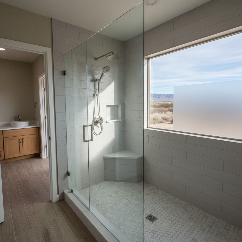 Completed shower replacement work at a residential property in Lancaster, CA