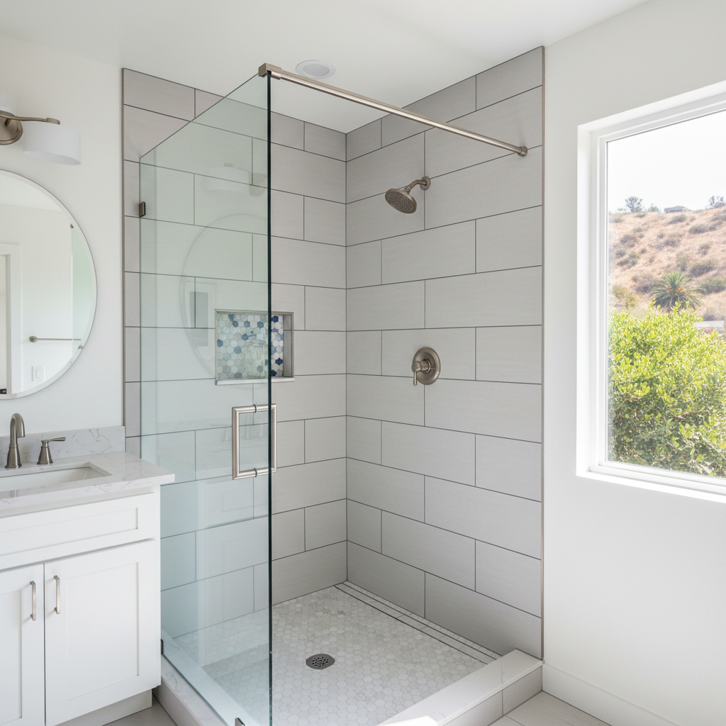 Completed shower replacement work at a residential property in Pasadena, CA