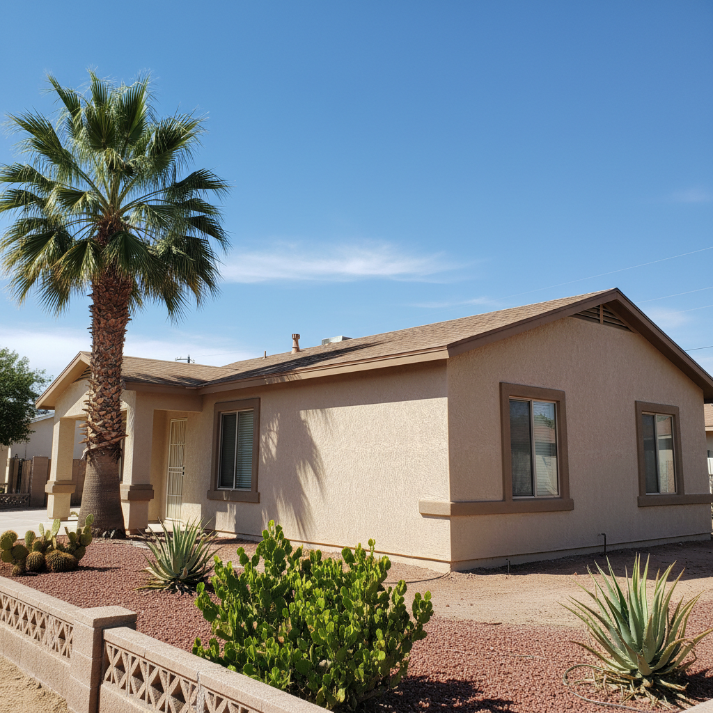 Completed stucco installation work at a residential property in Yuma, AZ
