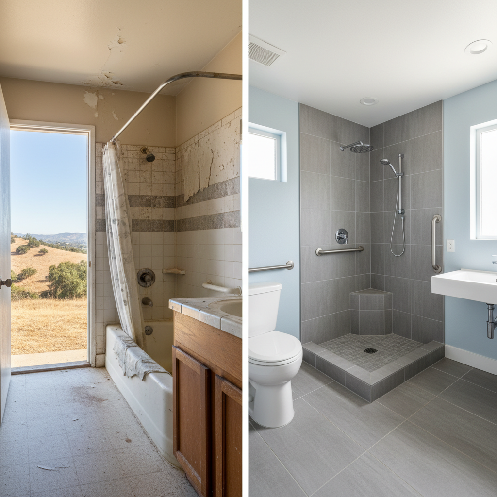 Completed handicap accessible bathrooms work at a residential property in Simi Valley, CA