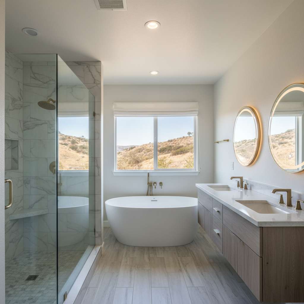 Completed bathroom modernization work at a residential property in Covina, CA