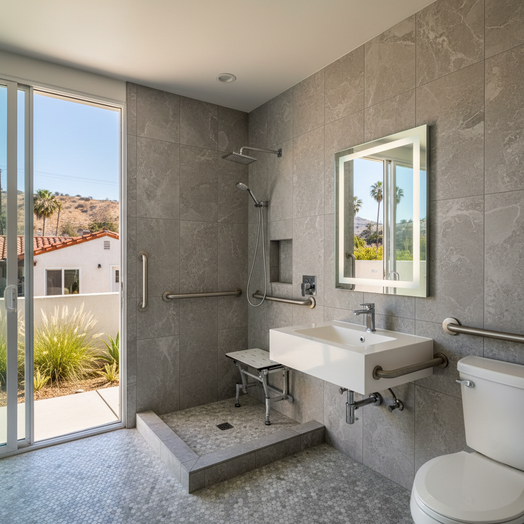 Completed handicap accessible bathrooms work at a residential property in West Hollywood, CA