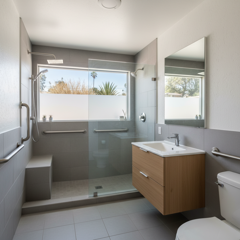 Completed handicap accessible bathrooms work at a residential property in West Hollywood, CA