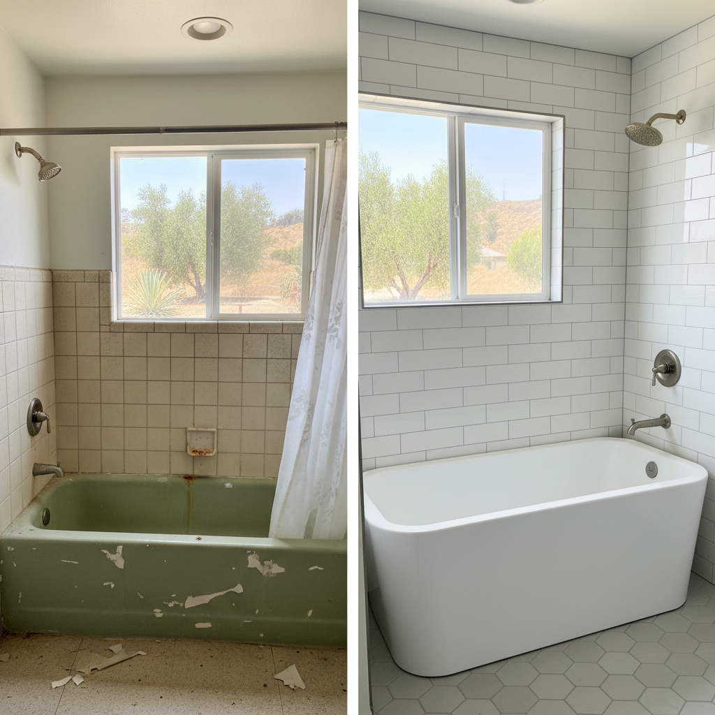 Completed bathtub replacement work at a residential property in Whittier, CA