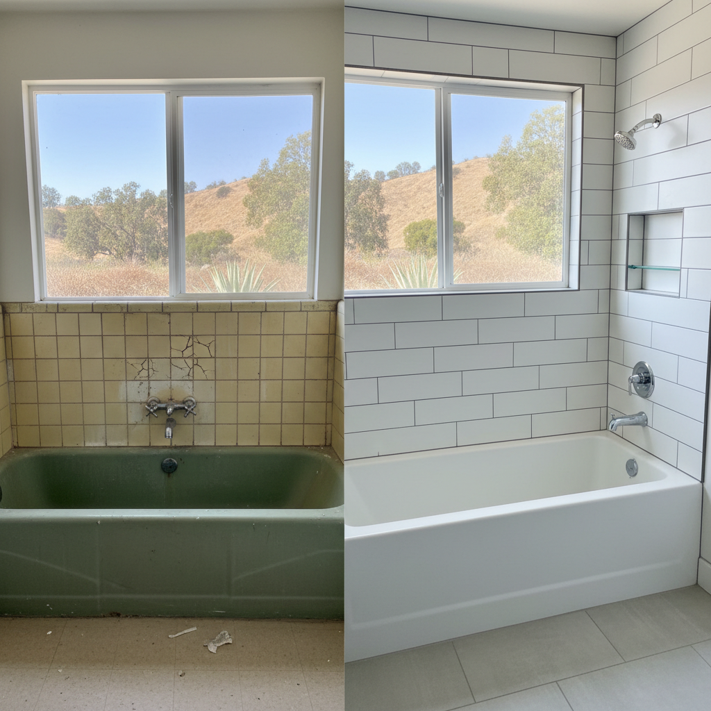 Completed bathtub replacement work at a residential property in Whittier, CA