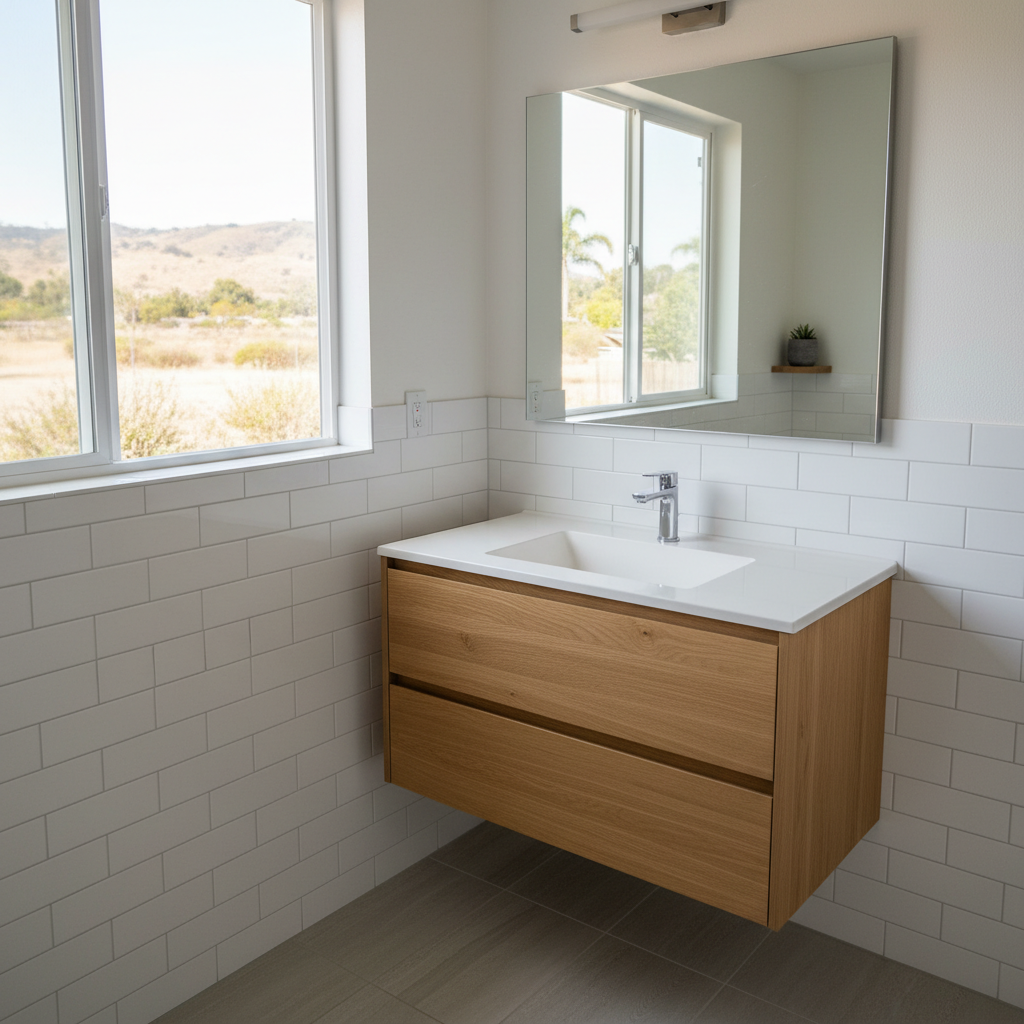 Completed vanity and sink installation work at a residential property in Whittier, CA
