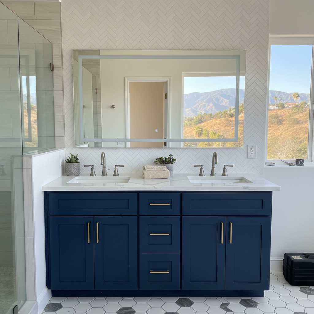 Completed vanity and sink installation work at a residential property in Whittier, CA