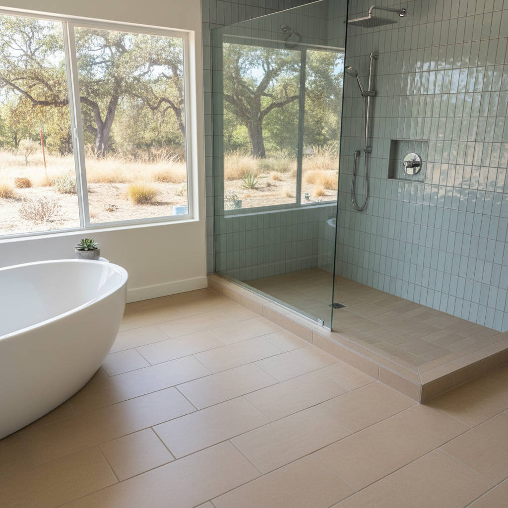 Completed tile and flooring installation work at a residential property in Fair Oaks, CA