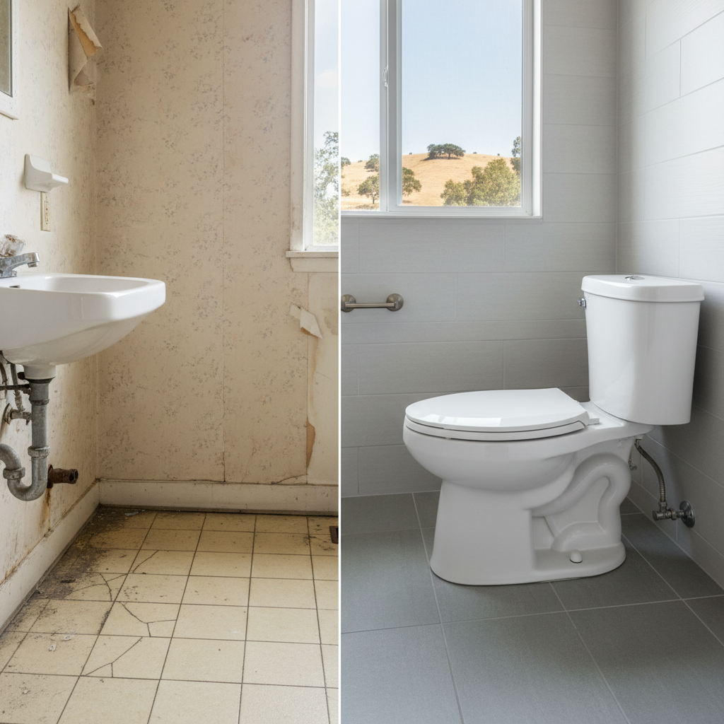 Completed toilet installation work at a residential property in Fair Oaks, CA