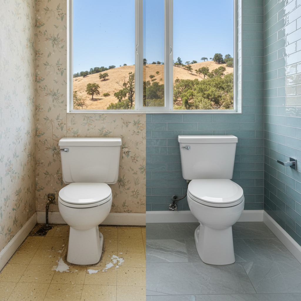 Completed toilet installation work at a residential property in Fair Oaks, CA