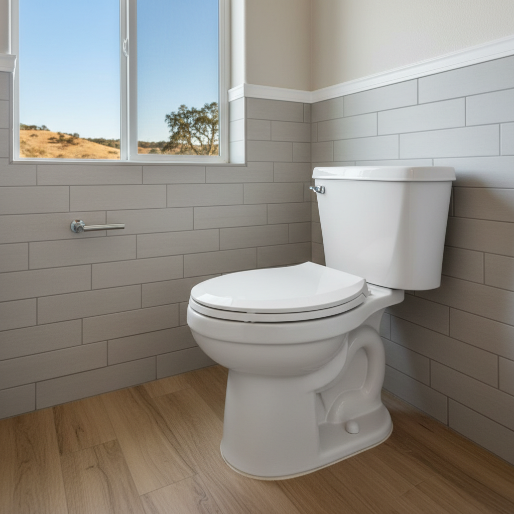 Completed toilet installation work at a residential property in Roseville, CA