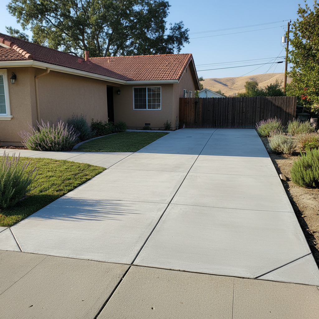 Completed concrete installation work at a residential property in Stockton, CA