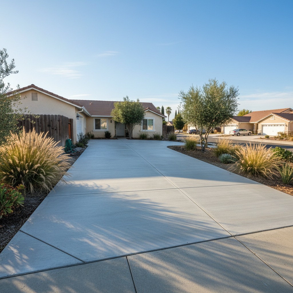 Completed concrete installation work at a residential property in Stockton, CA