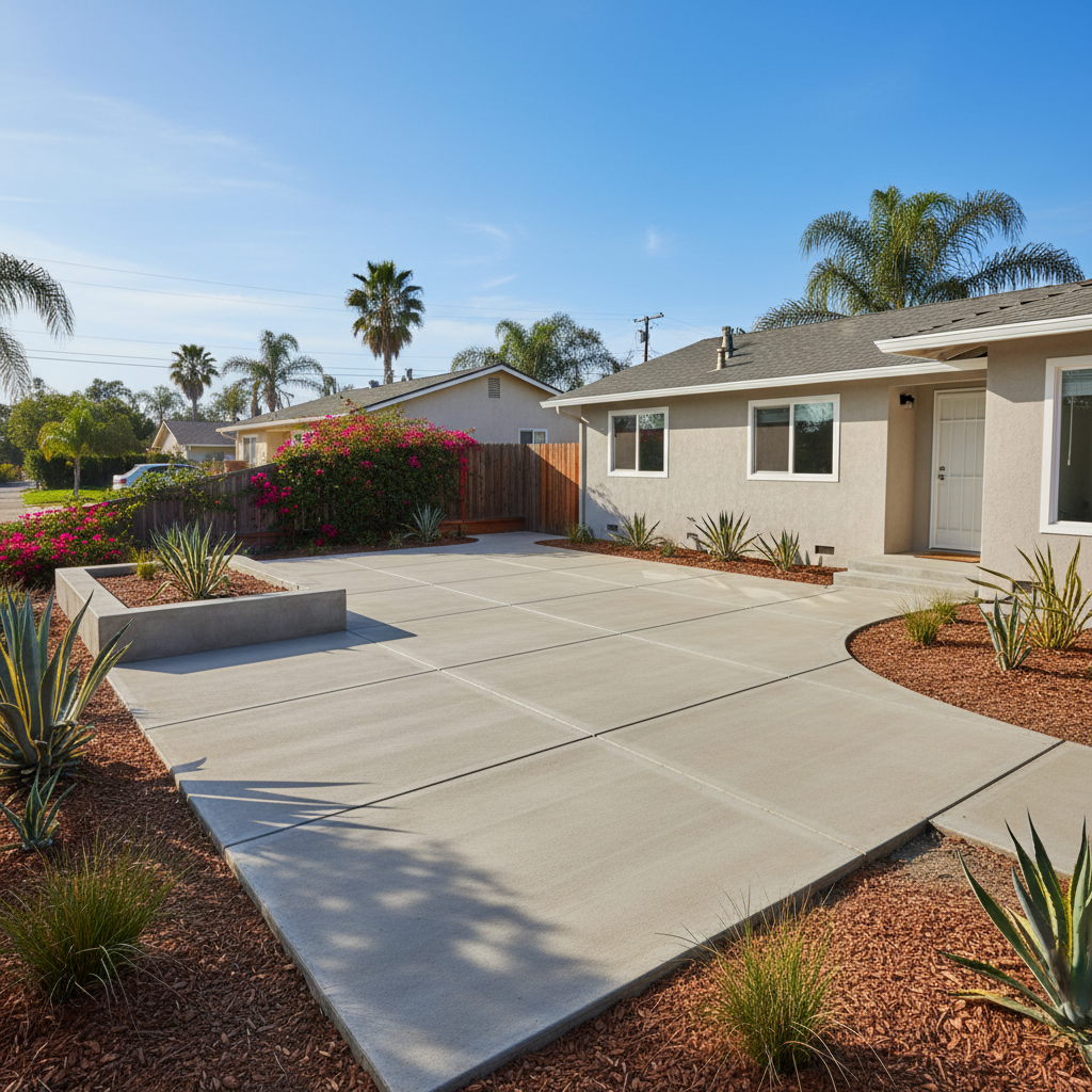 Completed concrete installation work at a residential property in Ventura, CA