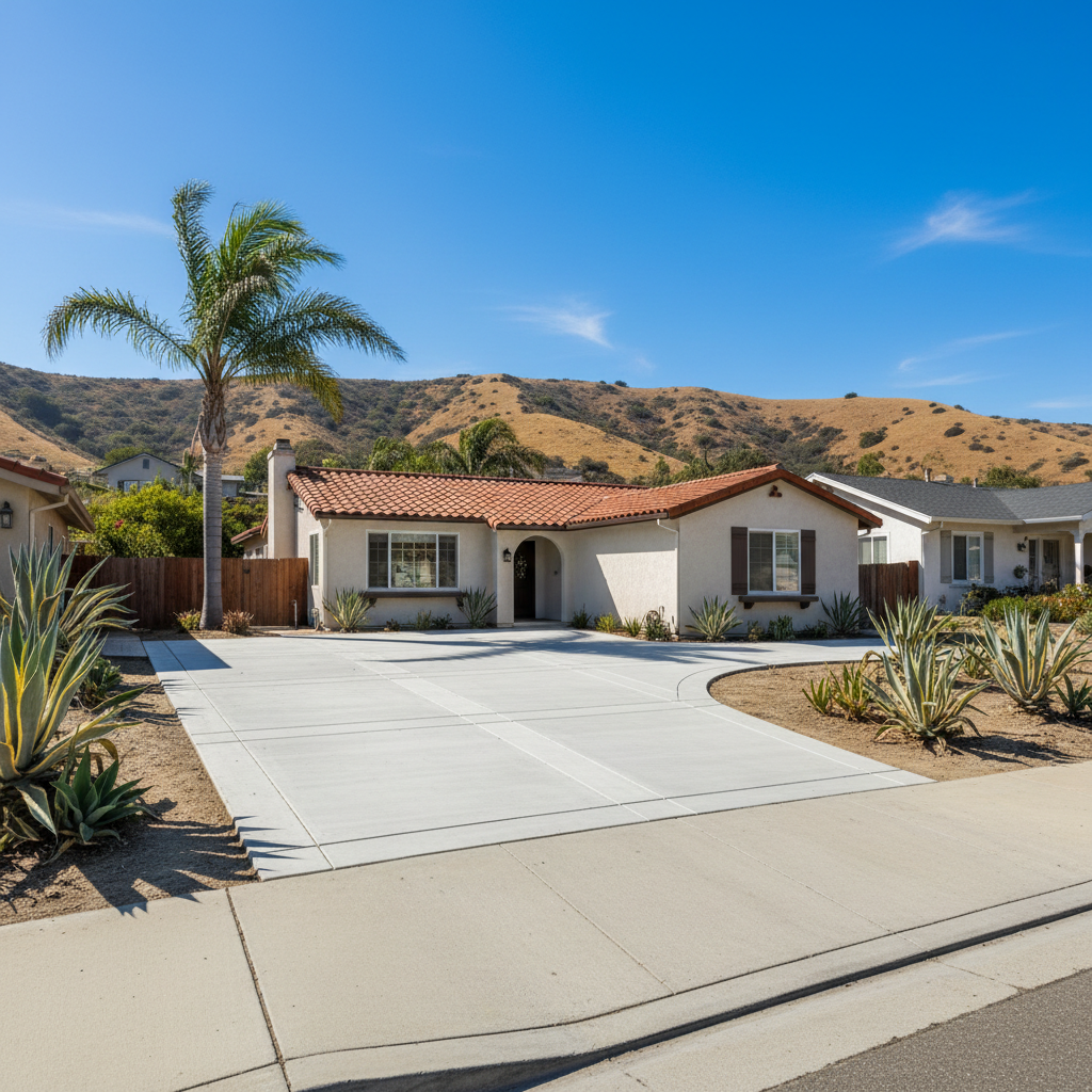 Completed concrete installation work at a residential property in Ventura, CA