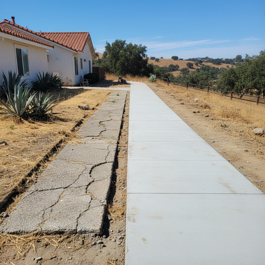 Completed concrete sidewalks work at a residential property in Ventura, CA