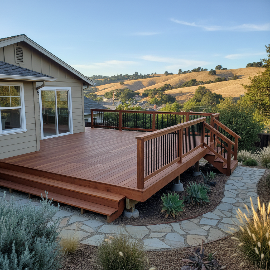Completed deck repair work at a residential property in San Leandro, CA