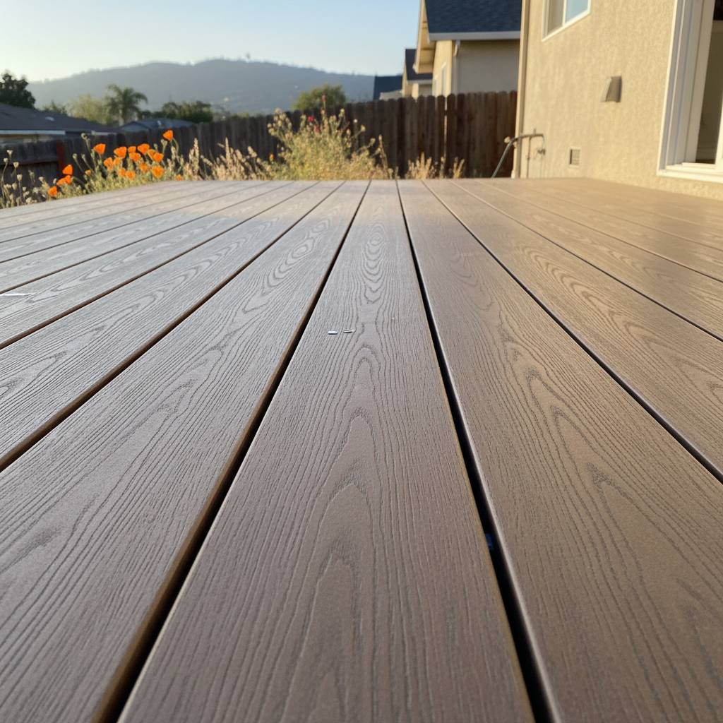 Completed trex decks work at a residential property in San Leandro, CA