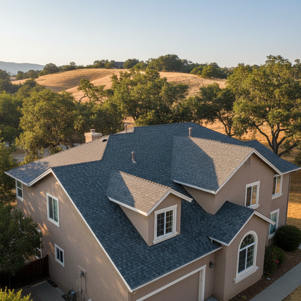 Completed roof repair work at a residential property in Folsom, CA