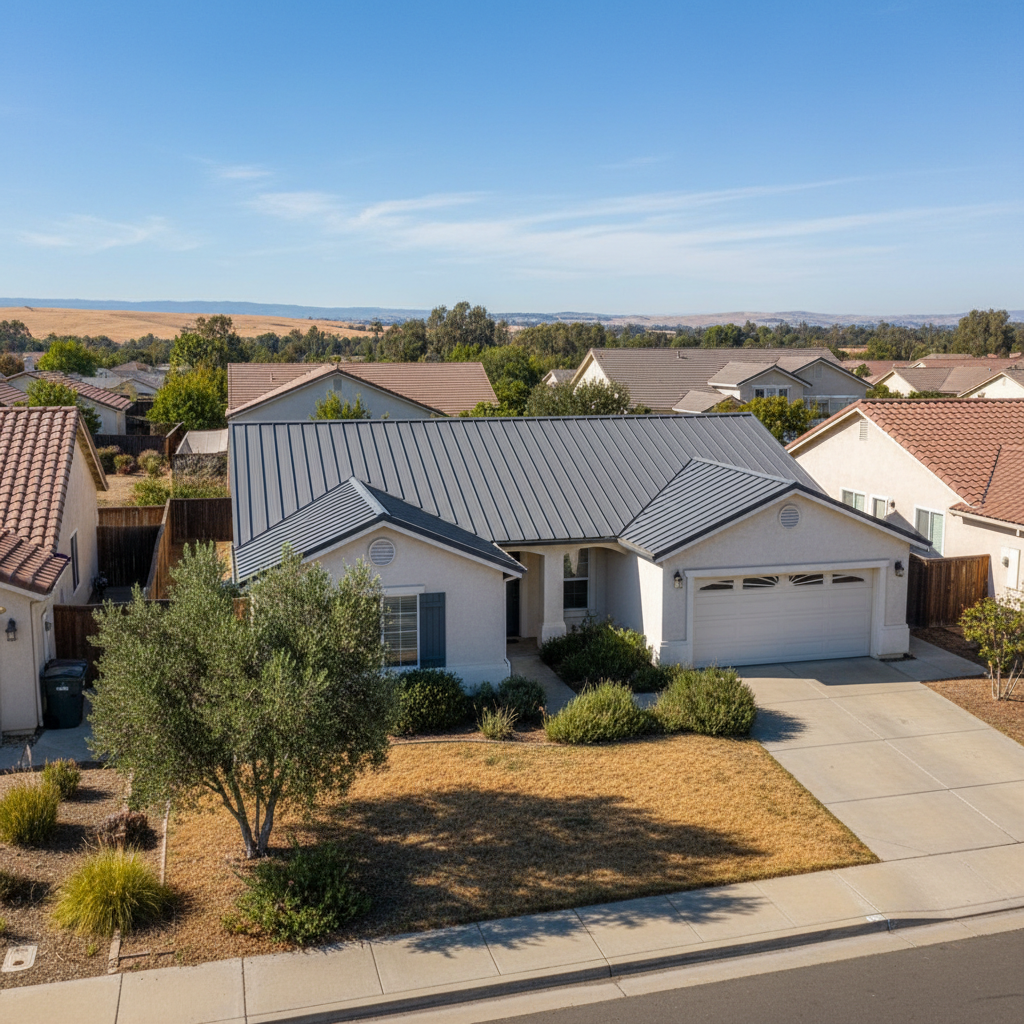 Completed metal roofing work at a residential property in Citrus Heights, CA