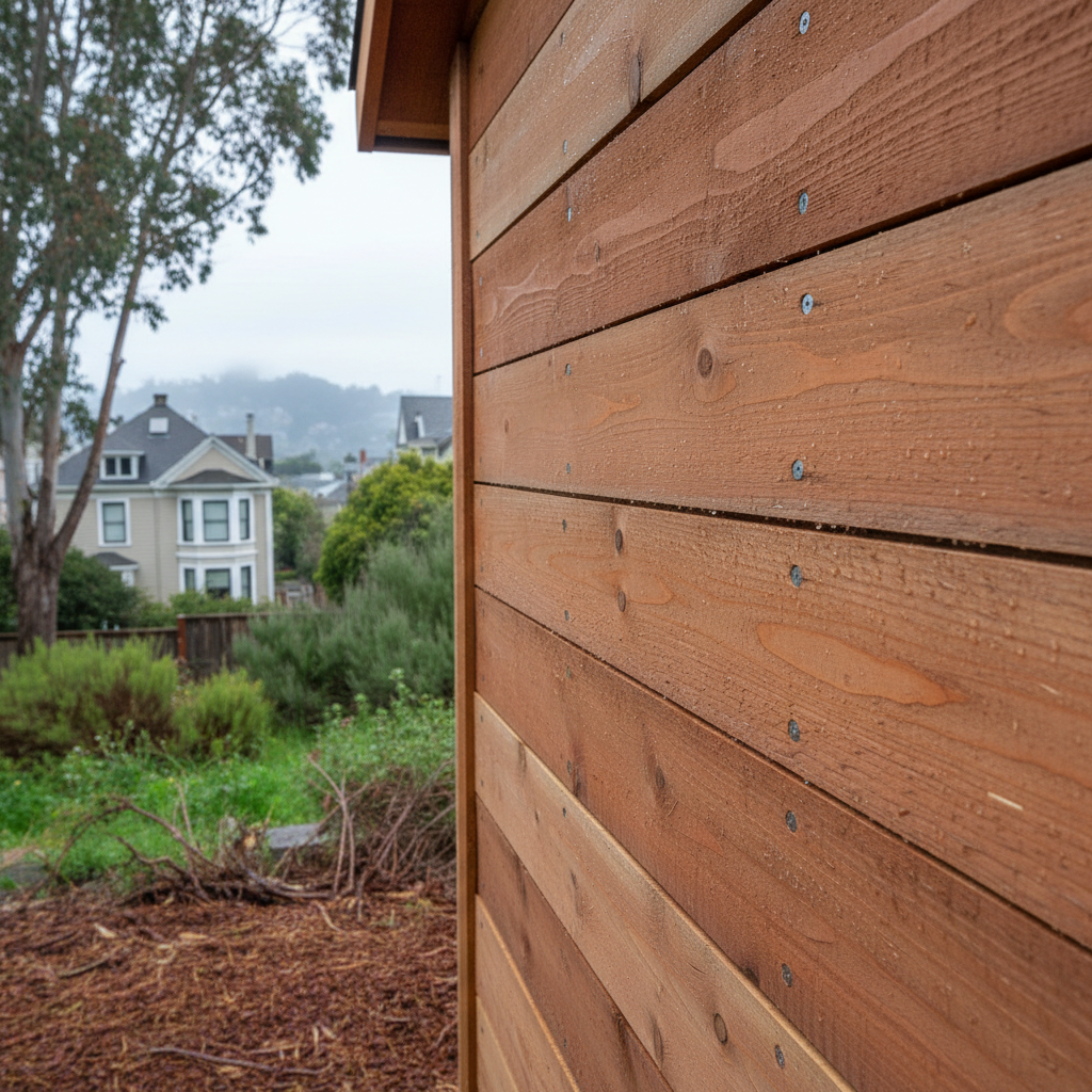 Completed garden sheds work at a residential property in San Francisco, CA