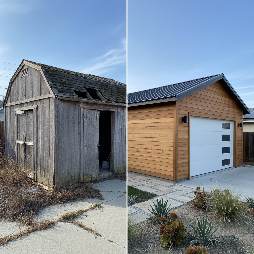 Completed garage design & building work at a residential property in Oceanside, CA