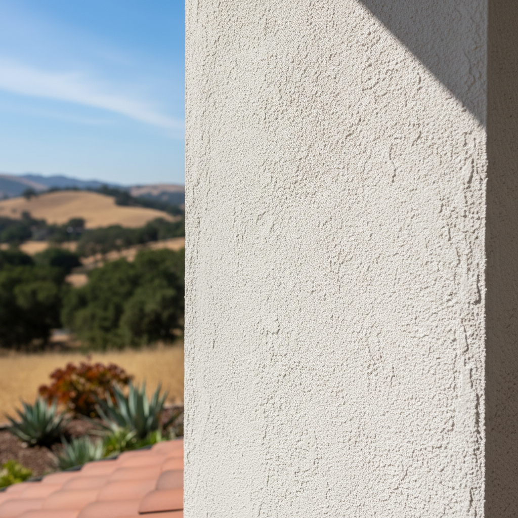 Completed stucco painting work at a residential property in Chico, CA