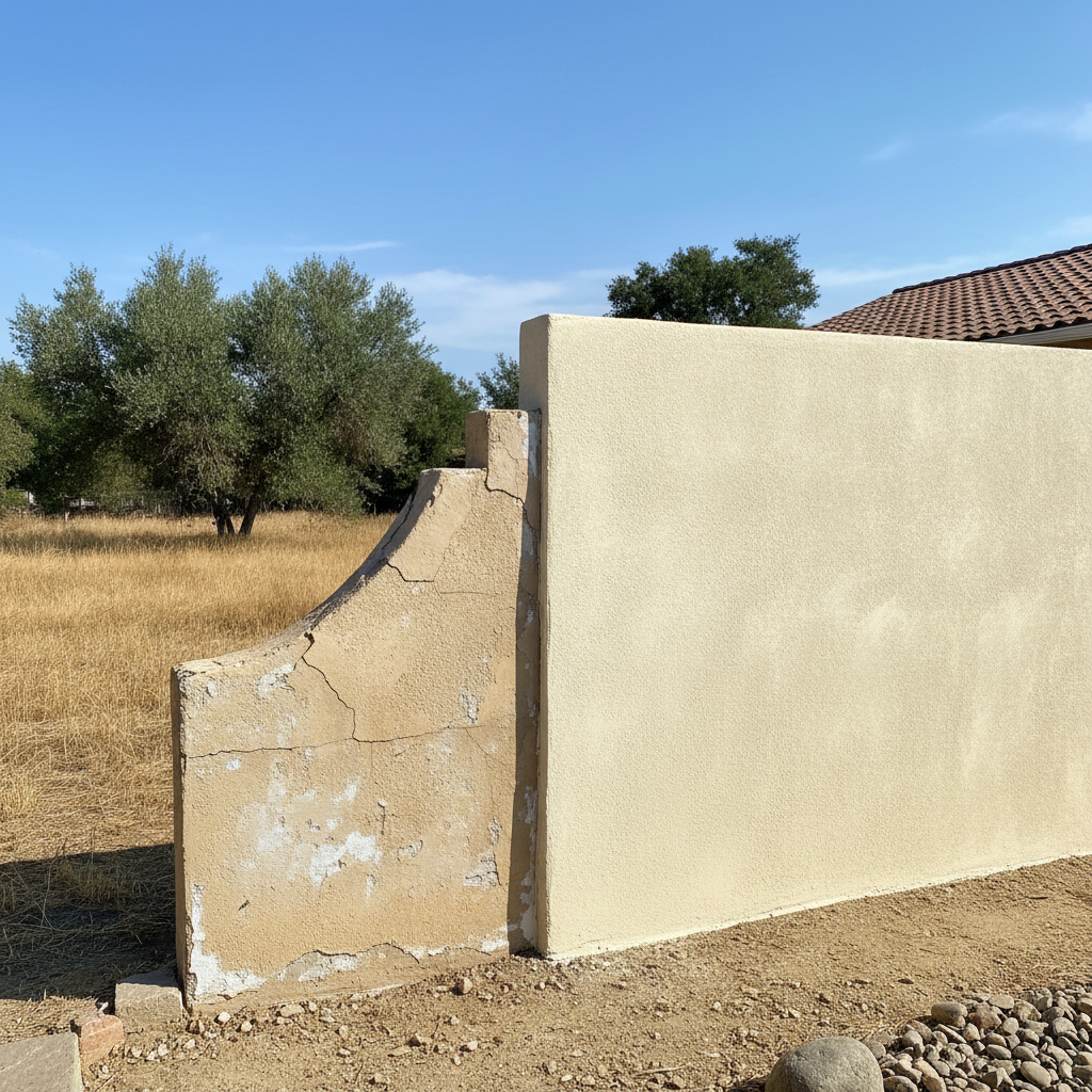 Completed stucco repair work at a residential property in Roseville, CA
