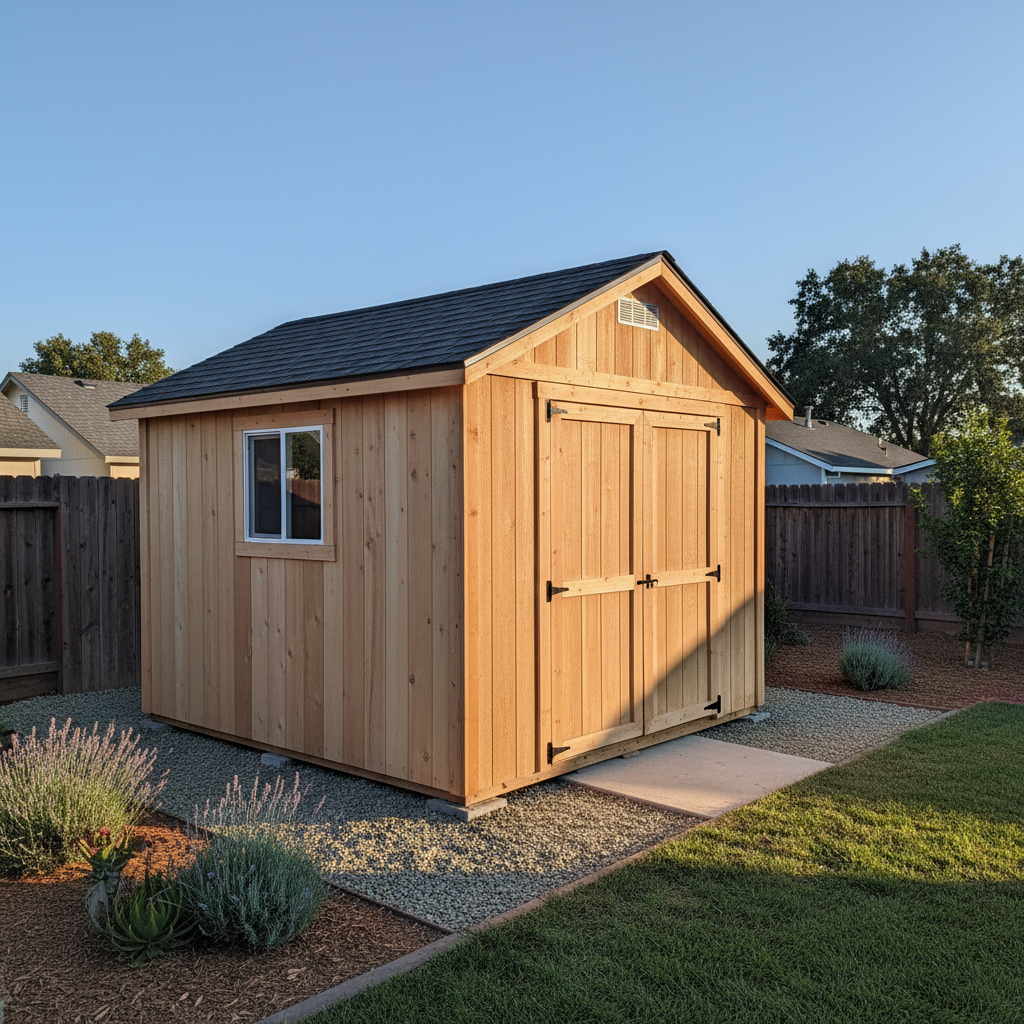 Completed storage sheds work at a residential property in Tracy, CA