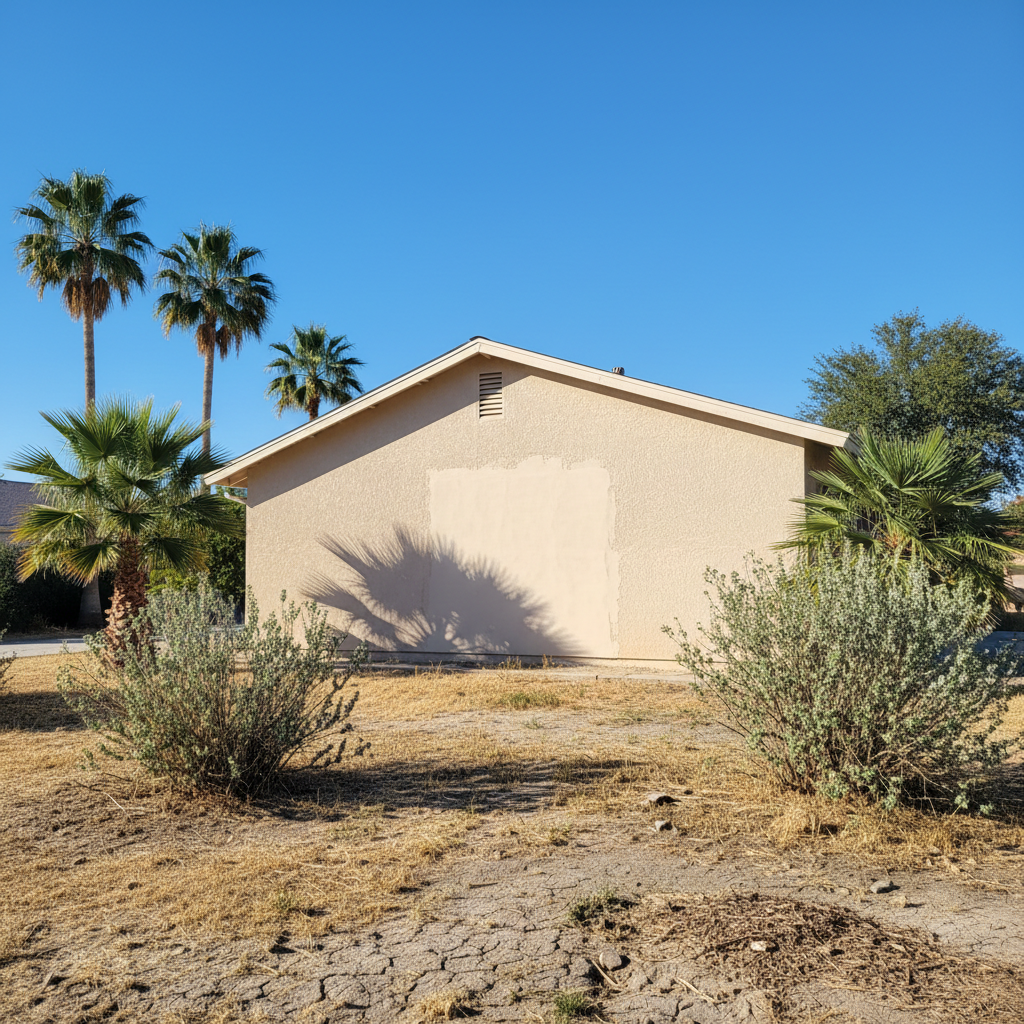 Completed stucco repair work at a residential property in Bakersfield, CA