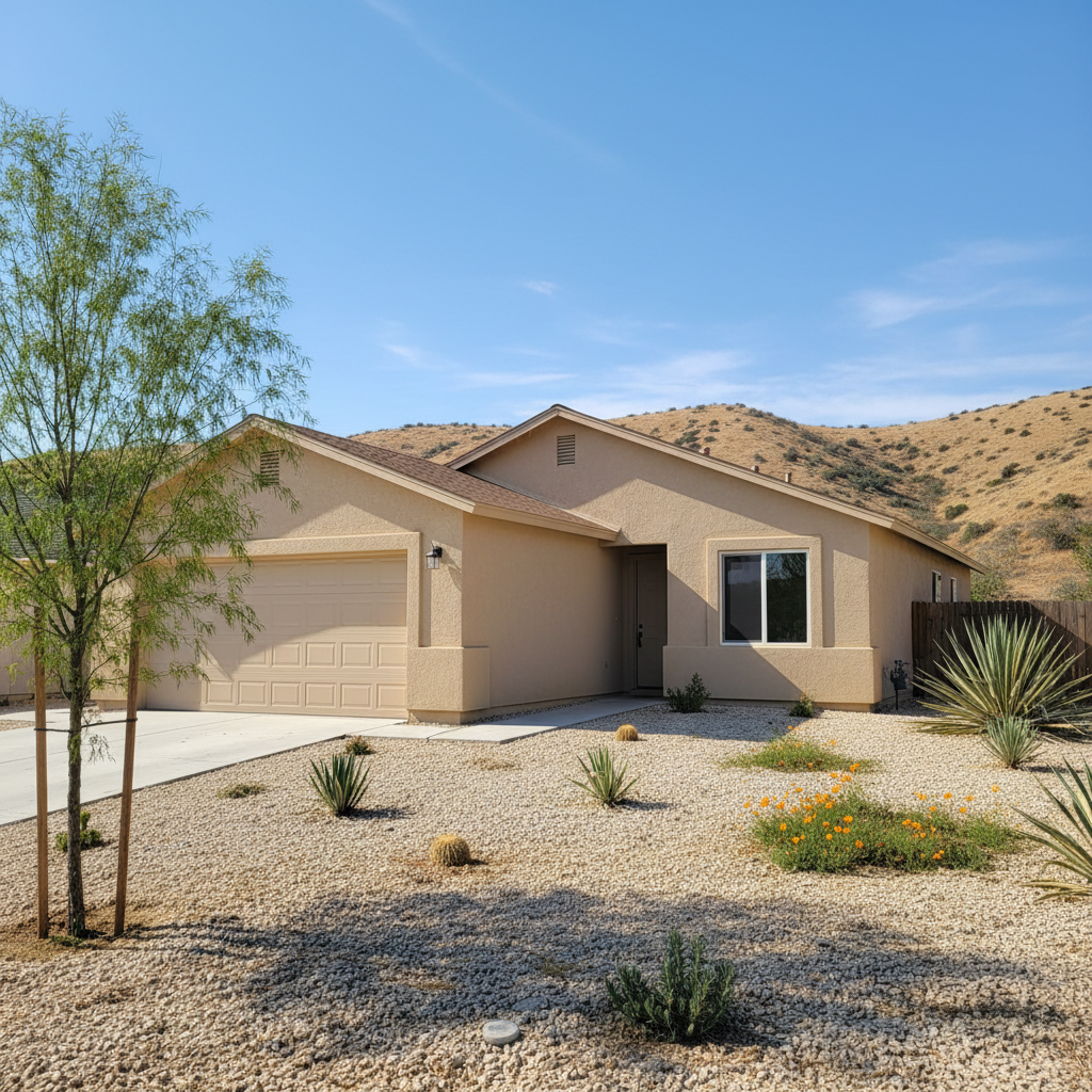 Completed stucco installation work at a residential property in Bakersfield, CA