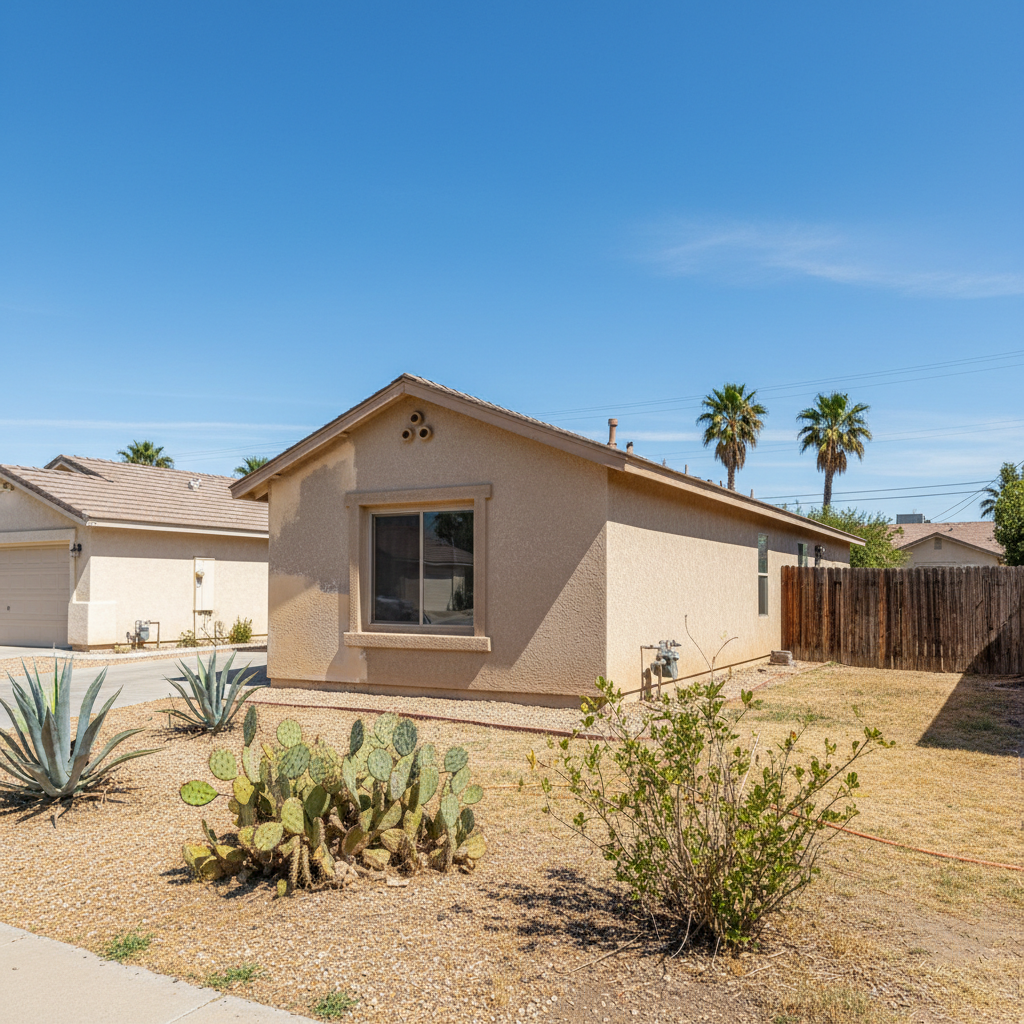 Completed stucco repair work at a residential property in Bakersfield, CA