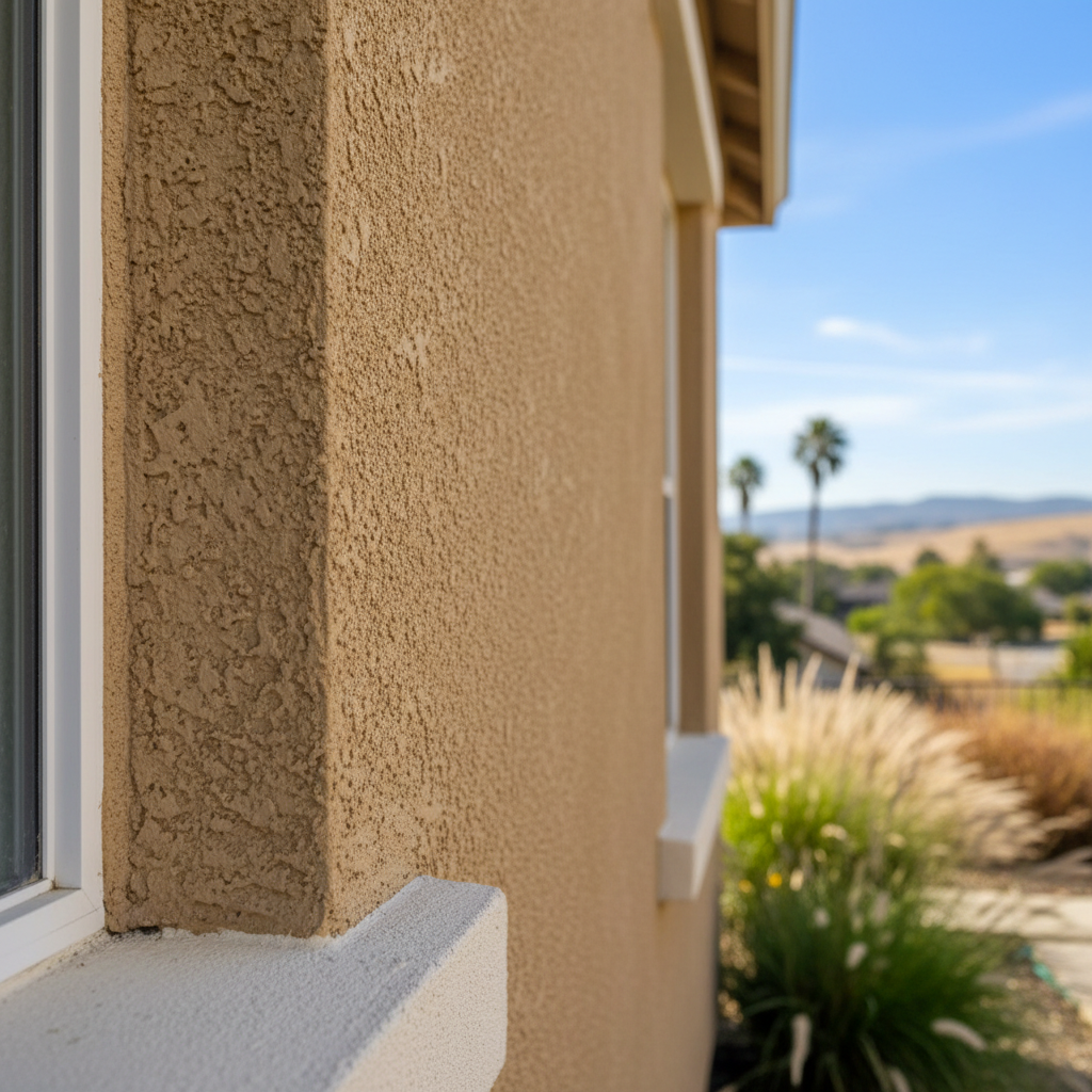 Completed stucco replacement work at a residential property in Sacramento, CA